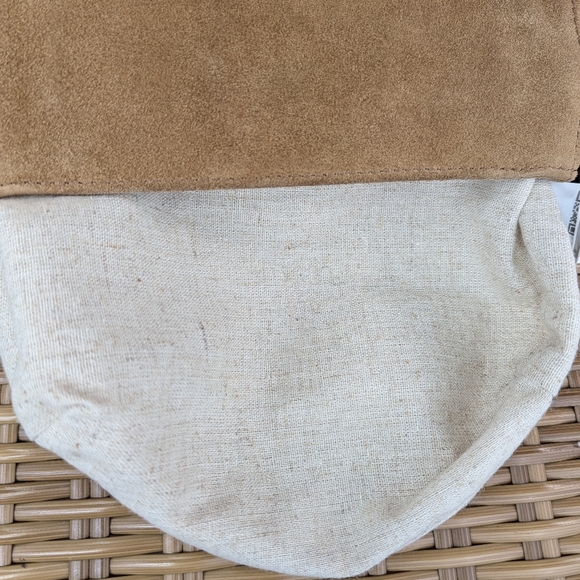 Ugg Heritage Brown Cream Leather Cow Suede Shearling Crossbody Bag - Picture 15 of 16